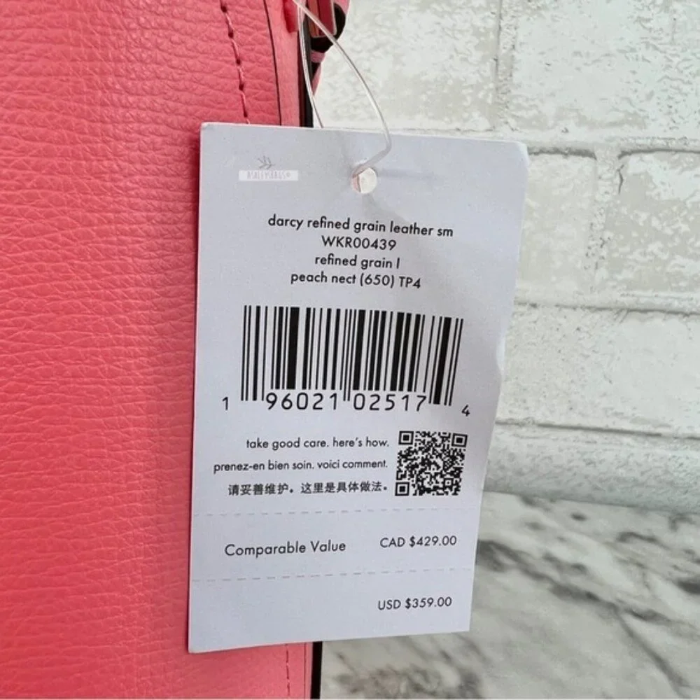 Kate Spade Darcy Bucket Bag & Small Zip Card Case Wallet In Peach Nectar Pink - Picture 10 of 15